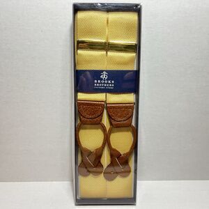 Brooks Brothers Gold Butter Yellow Leather Tabs Adjustable Suspenders New